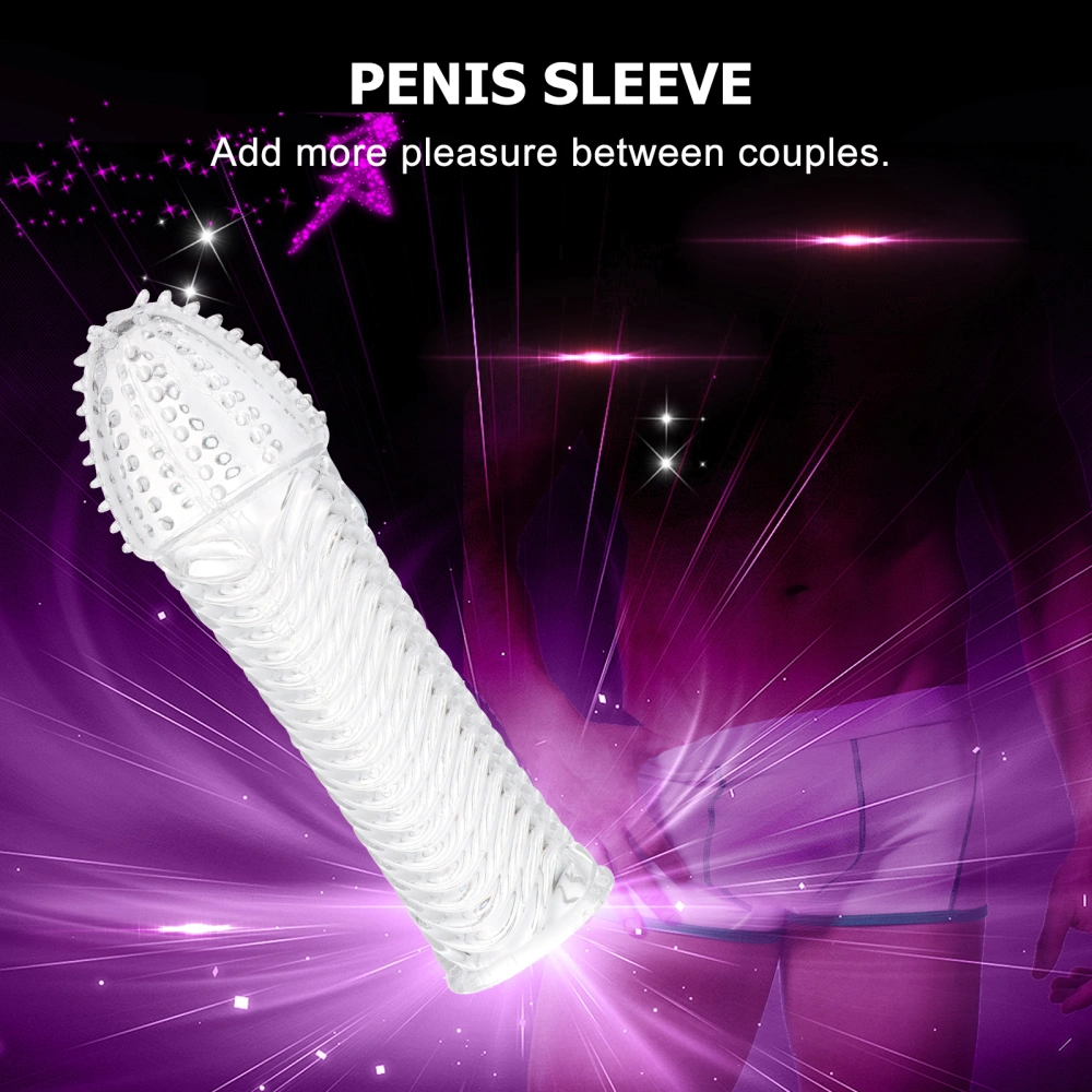 Lengthen Penis Sleeve Extender Extension Sex Toy Enlarger Condom Sheath Delay Ejaculation Toys for Men(Crystal)