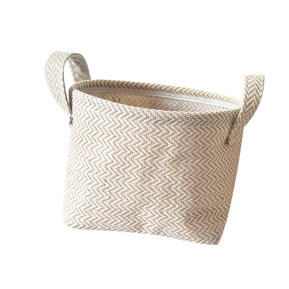 Woven Linen Storage Basket Multipurpose Desktop Cloth Toys Storage Bin Container (Large Size Hemp Spinning)