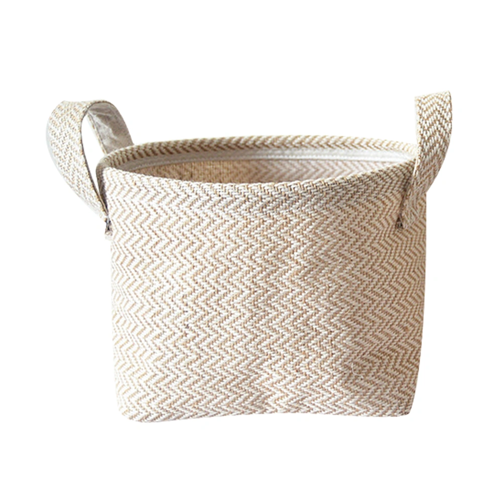 Woven Linen Storage Basket Multipurpose Desktop Cloth Toys Storage Bin Container (Large Size Hemp Spinning)