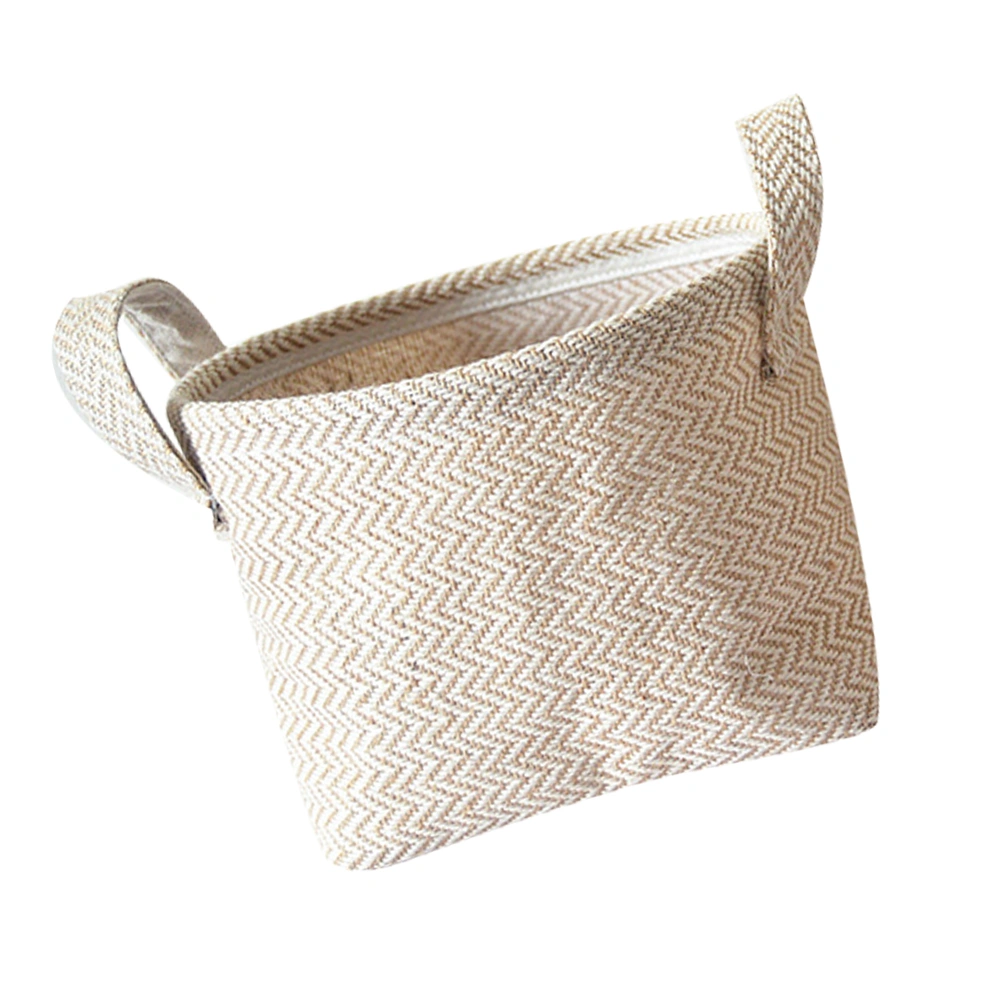 Woven Linen Storage Basket Multipurpose Desktop Cloth Toys Storage Bin Container (Large Size Hemp Spinning)