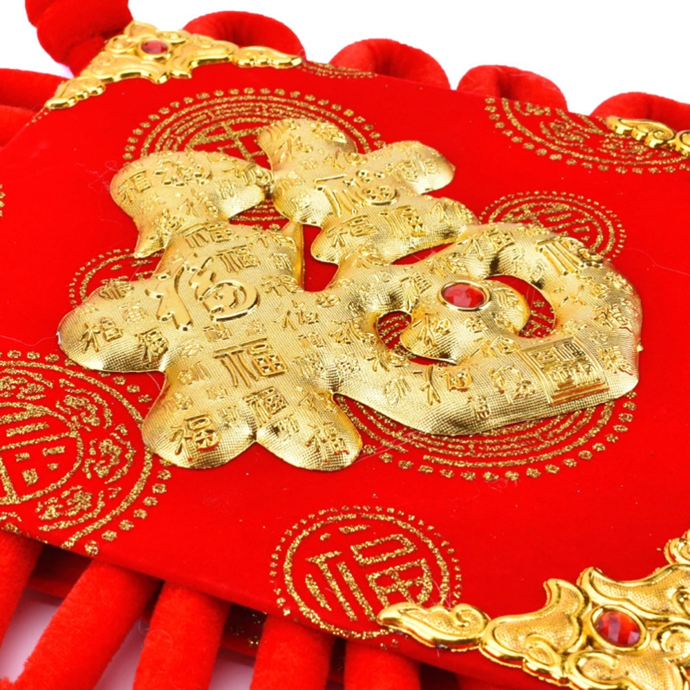 1PC Fu Character Chinese Knot Pendants Flannelette Fu Character Fish Chinese Knot Fu Character Board Knot Fish Tassel Pendants Fu Character Board Knot Pendant Festival Spring Festival Decoration for Home Decor Red Size 40