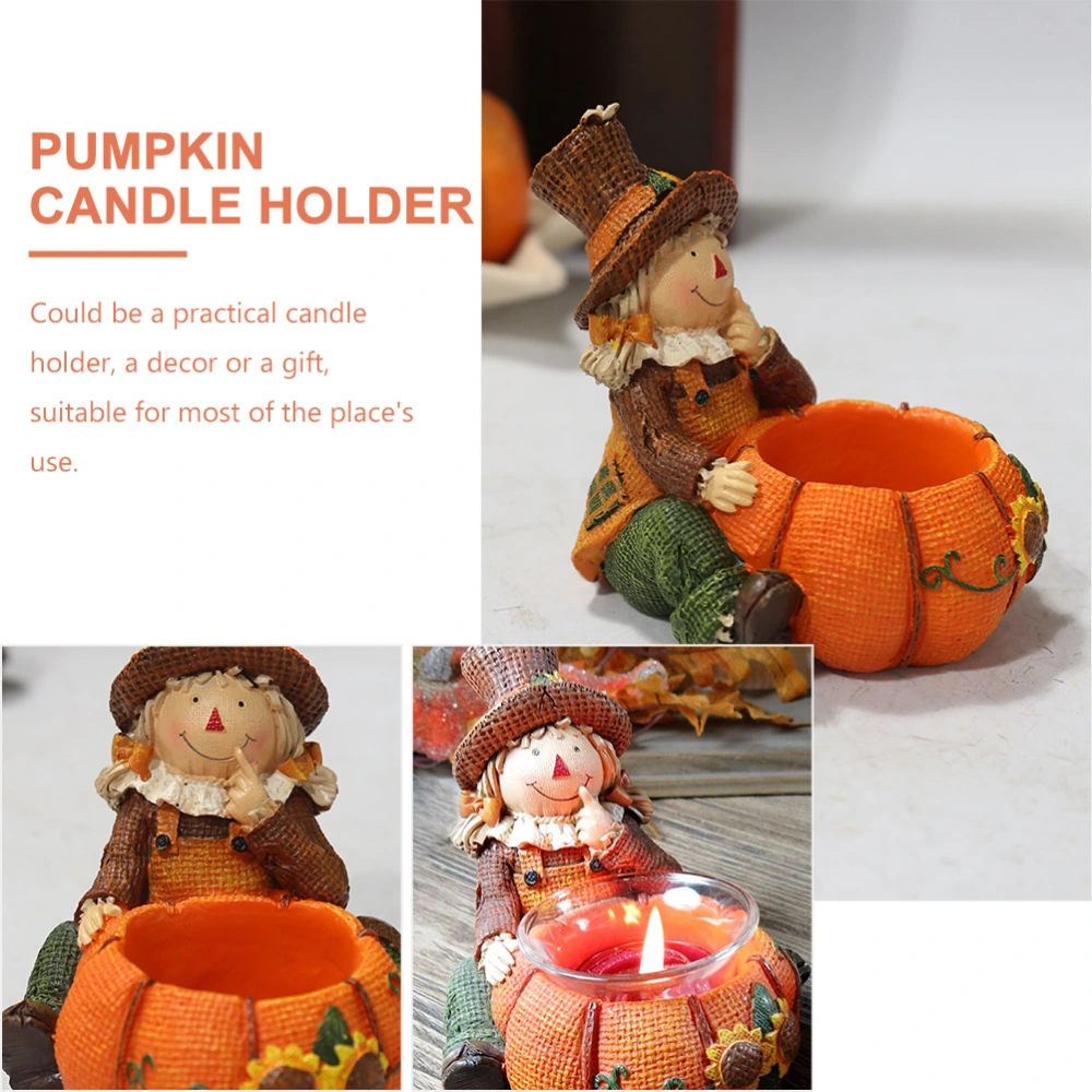 Resin Halloween Candleholder Pumpkin Candlestick Retro Style Candle Holder