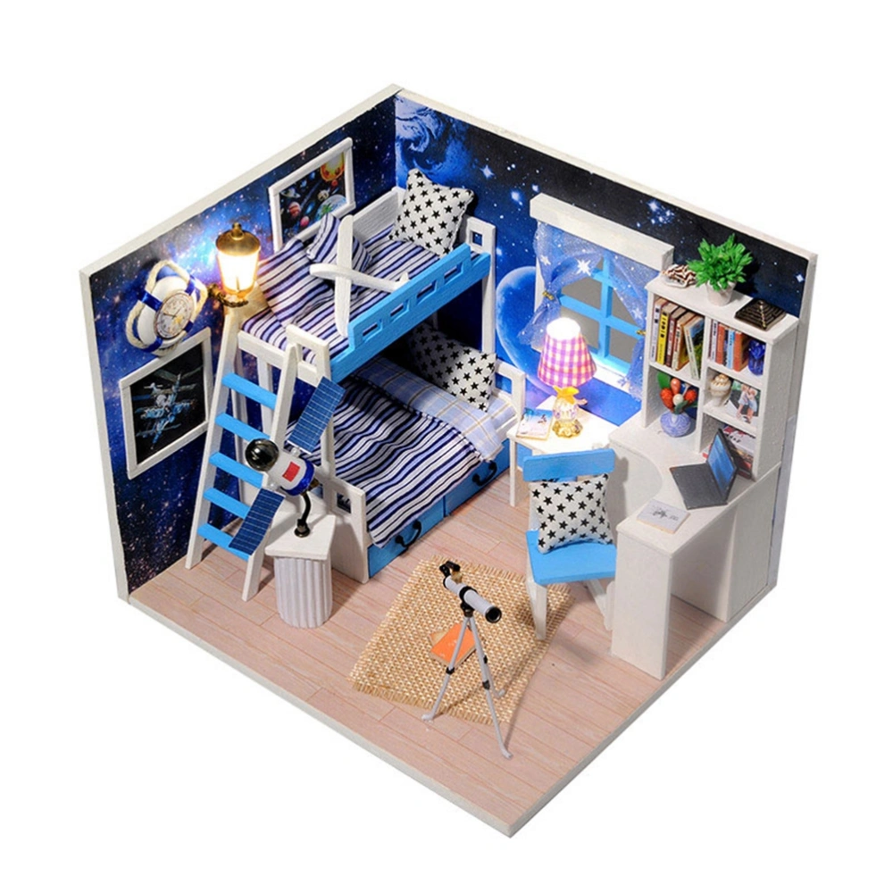 Mini DIY 3D mini house Space Universe Wooden Doll House with Furnitures Assembly House Model Kids Toys Birthday Christmas New Year Children Girls Gift (Space Dream)