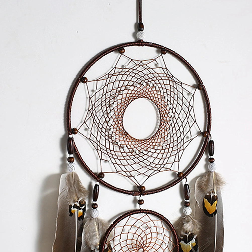 Handmade Rustic Dream Catcher Traditional Indian Dreamcatcher 3 and Eagle Feather Hanging Decoration