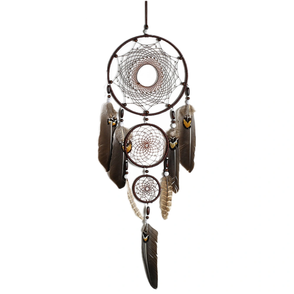 Handmade Rustic Dream Catcher Traditional Indian Dreamcatcher 3 and Eagle Feather Hanging Decoration