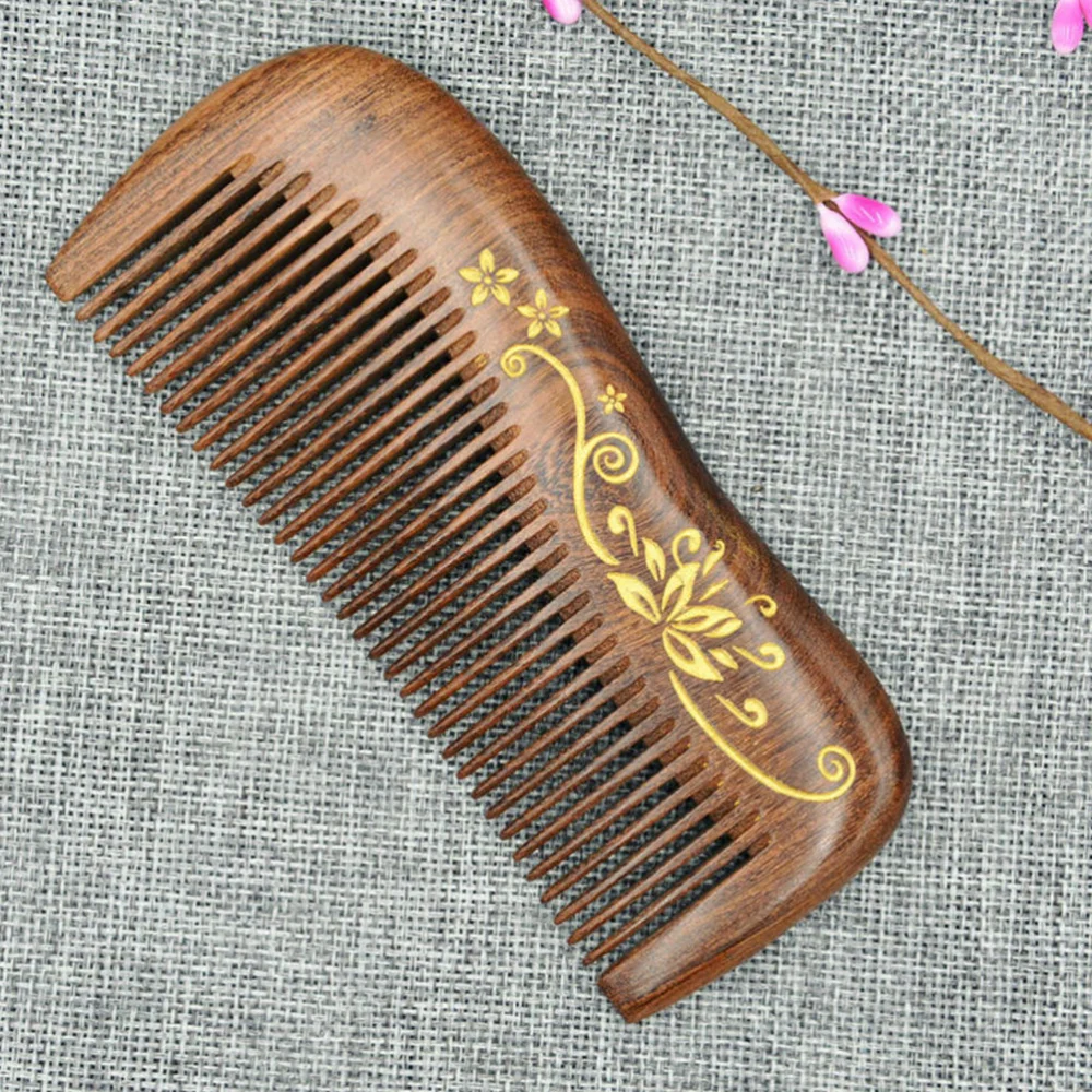 1Pc Anti-static Hair Comb Sandalwood Carving Comb Scalp Massage Comb for Women Girls Ladies