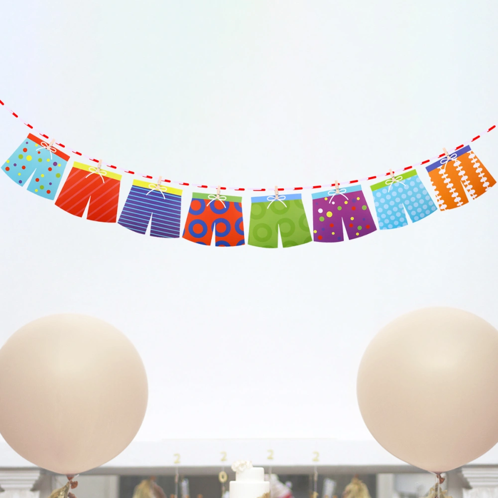 2.4M Summer Party Banner Paper Shorts Bunting Banner Decorative Banner Hanging Garland Party Supplies