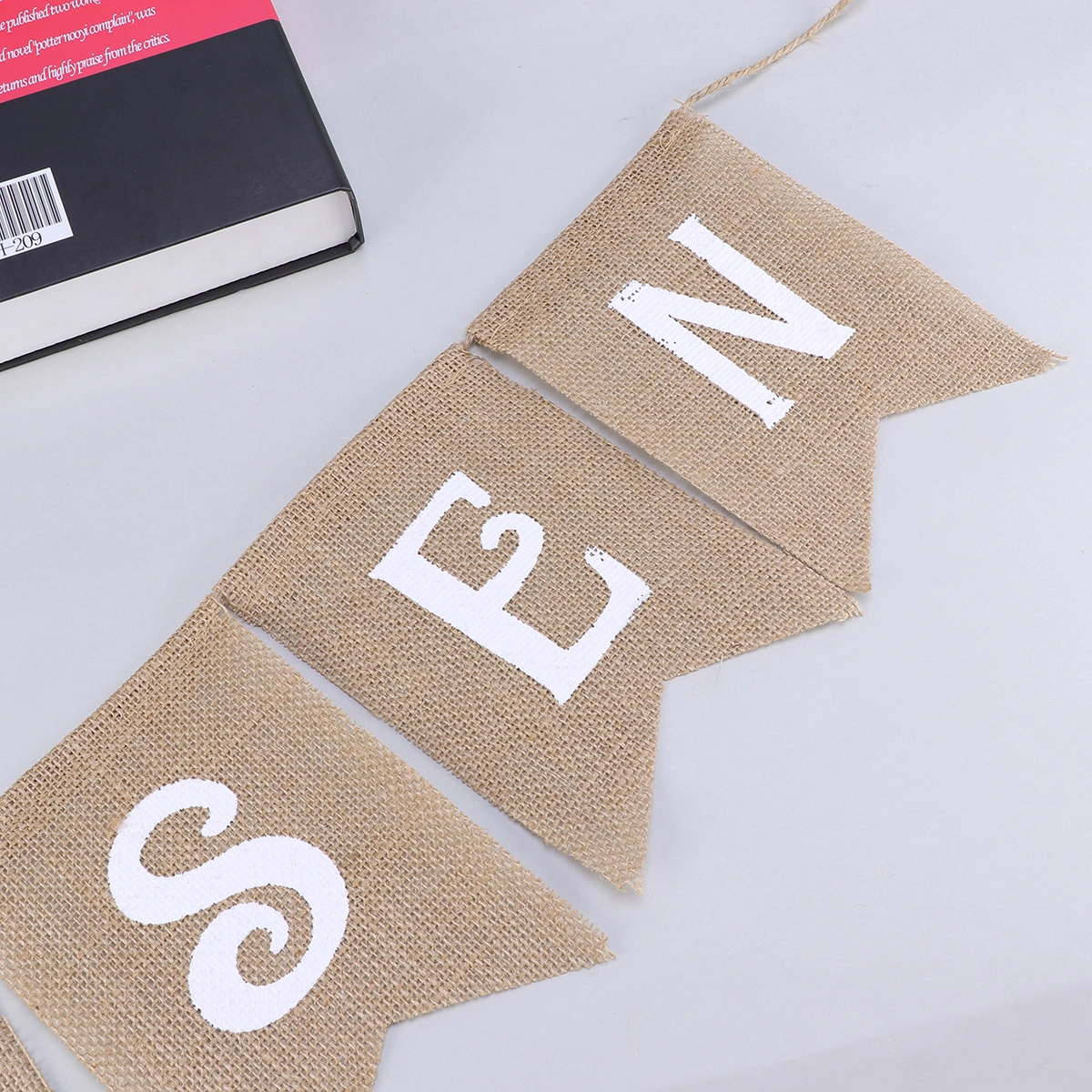 2.8 Meters Easter Banners HE IS RISEN and Cross Printed Burlap Bunting Banners Garland For Easter Decorations Party Favors Photo Props