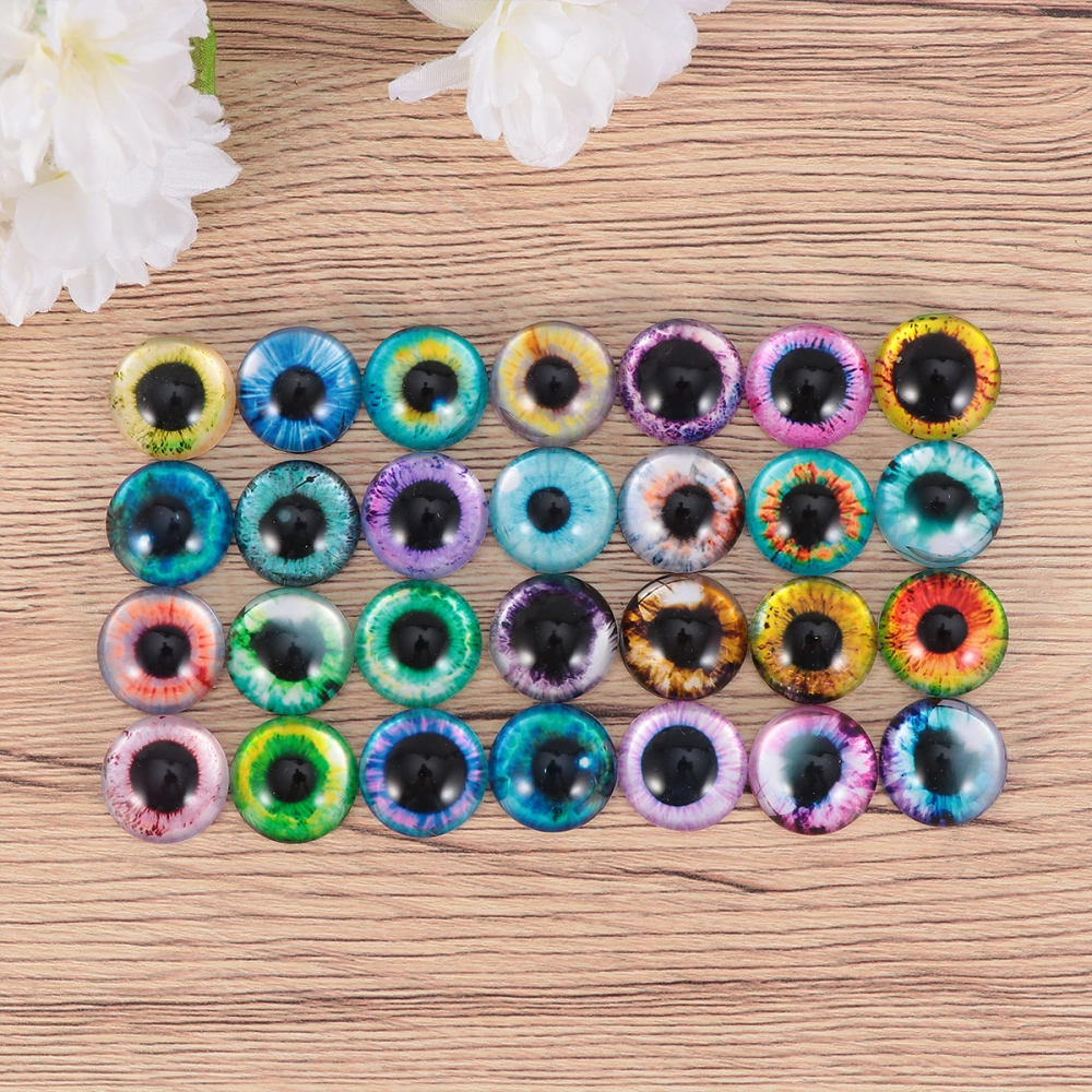 50pcs 10MM Glass Patches Hemisphere Eye Pattern DIY Patches Jewelry Accessories (Mixed Pattern)