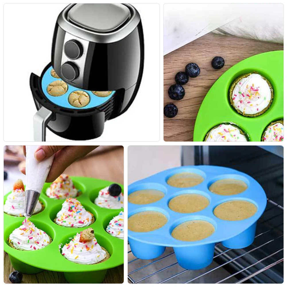 Silicone Muffin Cake Cups Air Fryer Accessories 7 Grids Cake Cups (Random Color)