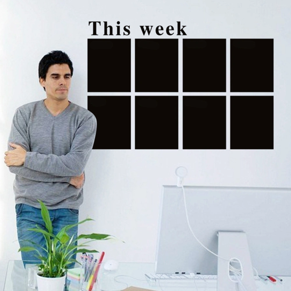 Blackboard Week Plan Calendar Blackboard Removable Black Board Wall Sticker Decals Planner Wall Stickers(Black)