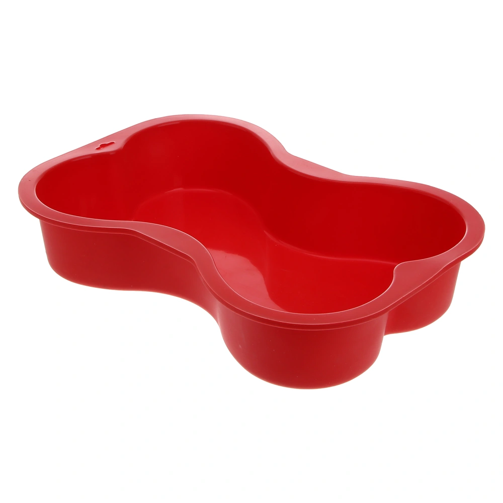 Non-stick Silicone Dog Bone Shape Cake Pan for Puppy Dog Birthday (Red)