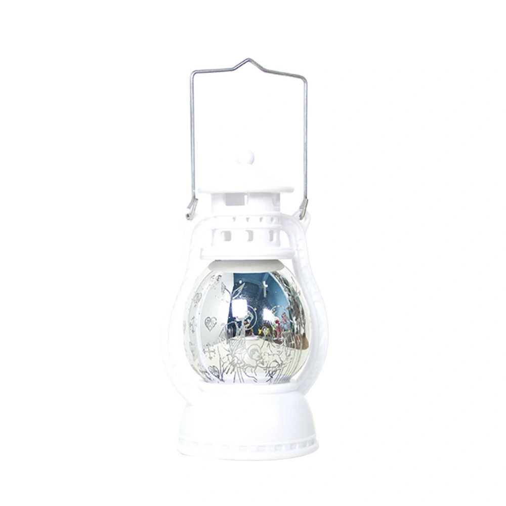 Christmas Decorative Storm Lantern Printed Hanging Oil-lamp Tabletop Lights (D White Religion)