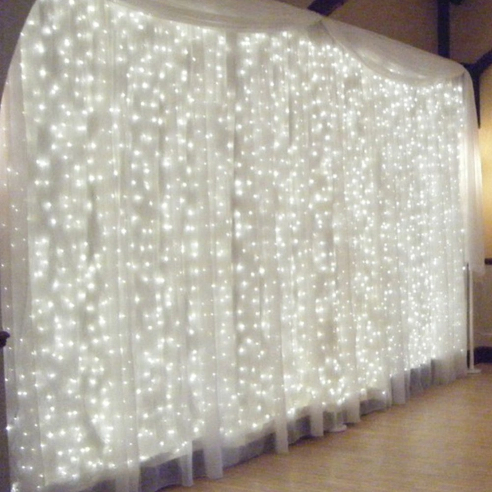 3*3M Curtain String lights 304 LED Icicle Wall Lights Fairy Indoor Starry Lights For Home Decoration with EU Plug (White)