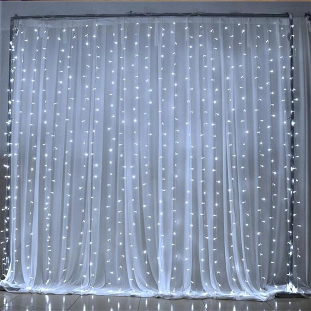 3*3M Curtain String lights 304 LED Icicle Wall Lights Fairy Indoor Starry Lights For Home Decoration with EU Plug (White)