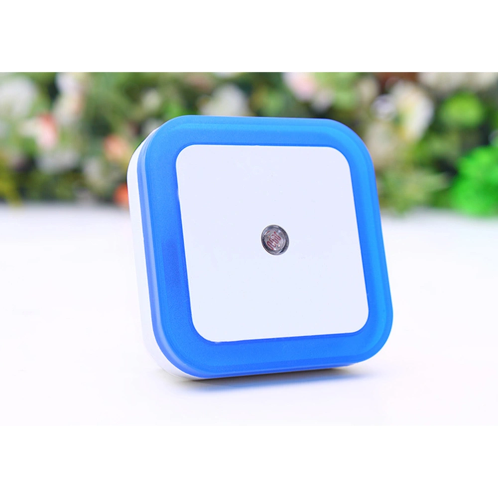 Smart Auto ON/OFF Sensor LED Night Light Wall Plug In Guide Light for Indoor with EU Plug (Blue with Square Light Ring)