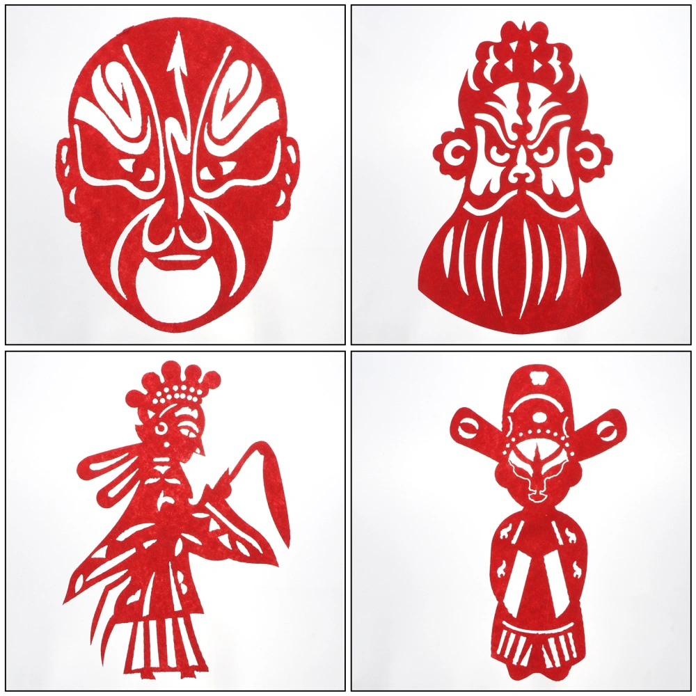 16pcs Chinese Style Paper-cuts Children Handmade Cloth Paper Cuttings (Red)