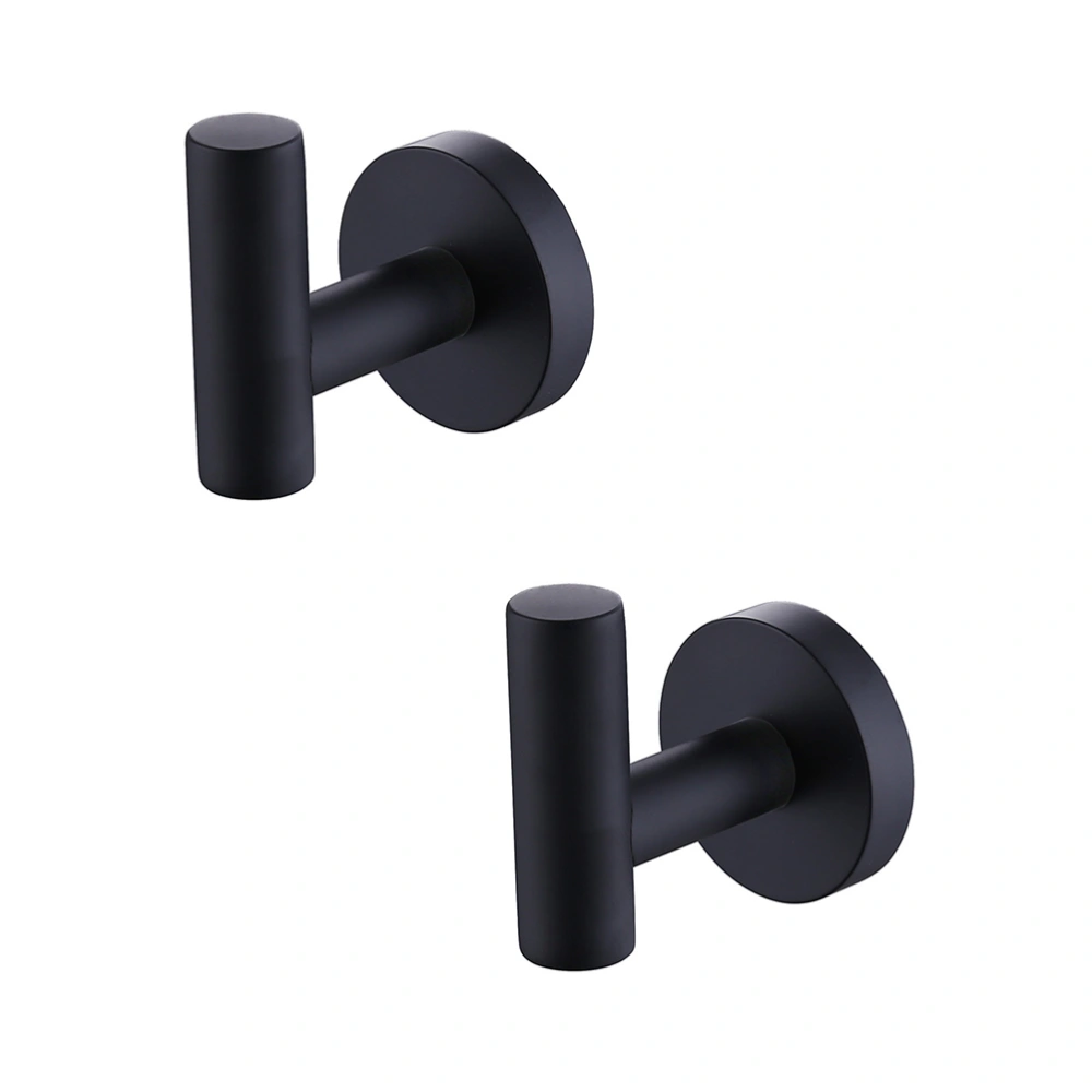 2PCS Stainless Steel Coat Hook Towel Robe Clothes Hook for Bath Kitchen Garage Heavy Duty Wall Mounted Coat Hook (Black)