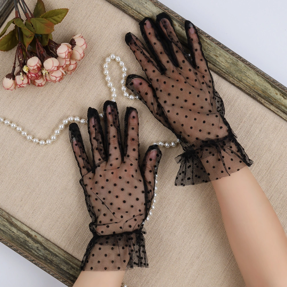 1 Pair Women Short Lace Gloves Wedding Gloves Tea Party Prom Cocktail Party Gloves