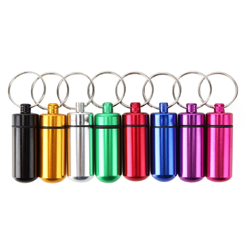 8pcs Colorful Waterproof Outdoor Camping Travel Portable Aluminum Pill Box Case Bottle Storage Drug Holder Container Keychain