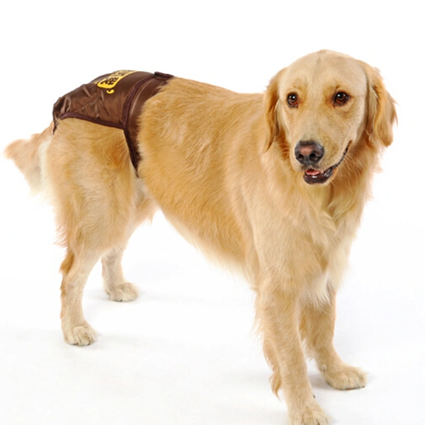Reusable Dog Diapers and Belly Bands for Middle Large Female Dog Puppy - Size L (Brown)