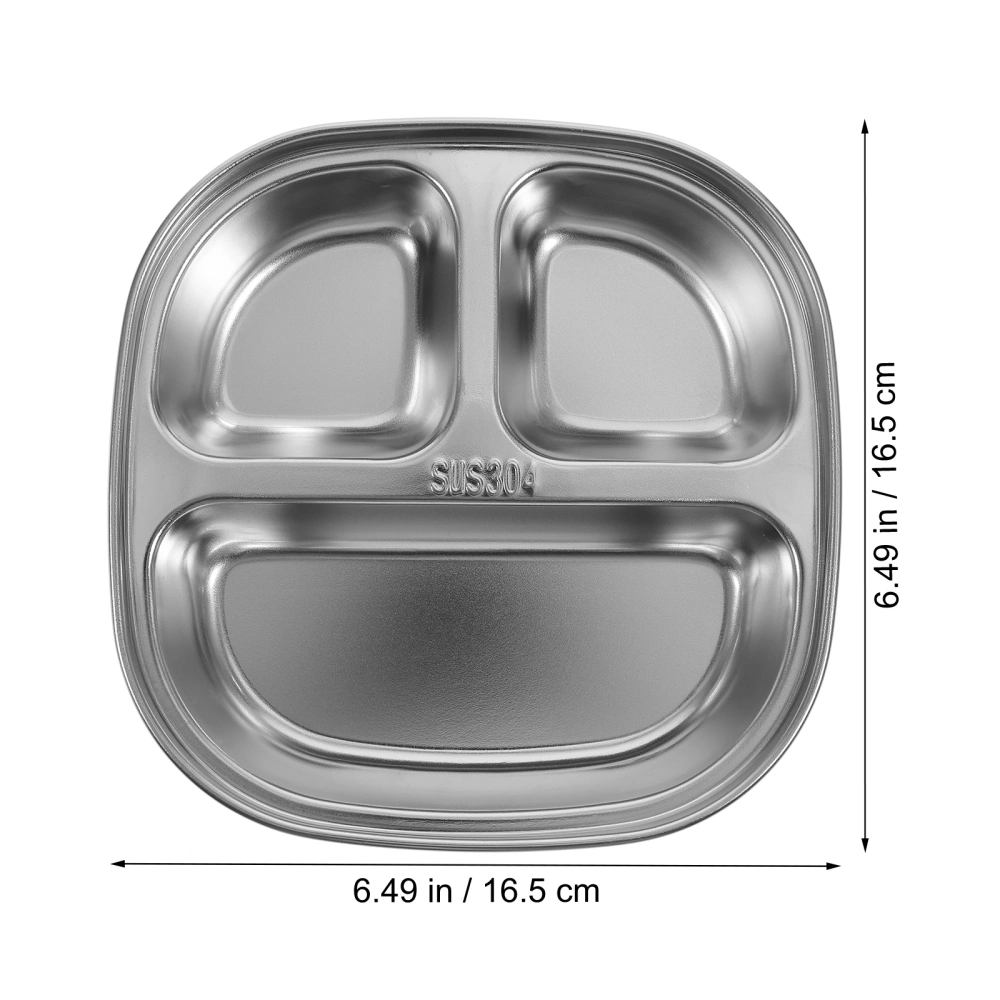 Stainless Steel Divided Plate Student Food Storage Plate Multi-grid Food Plate