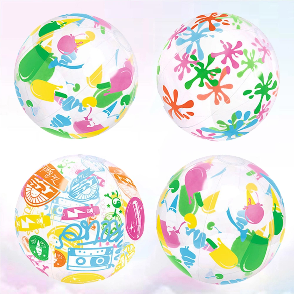 4pcs 35cm Beach Balls Inflatable Outdoor Handball Swimming Pool Toys for Summer (Random Pattern)