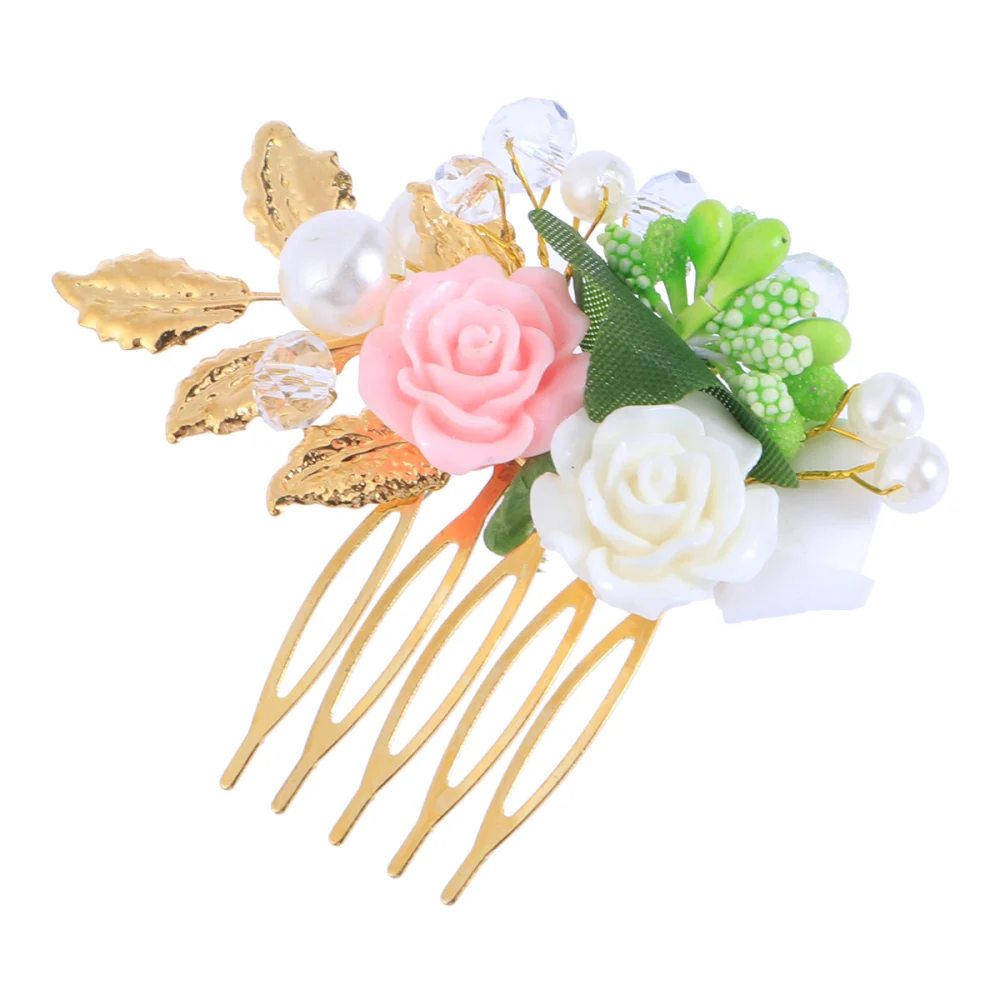 Wedding Hair Slide Comb Flower Beads Hair Comb for Brides Bridesmaids