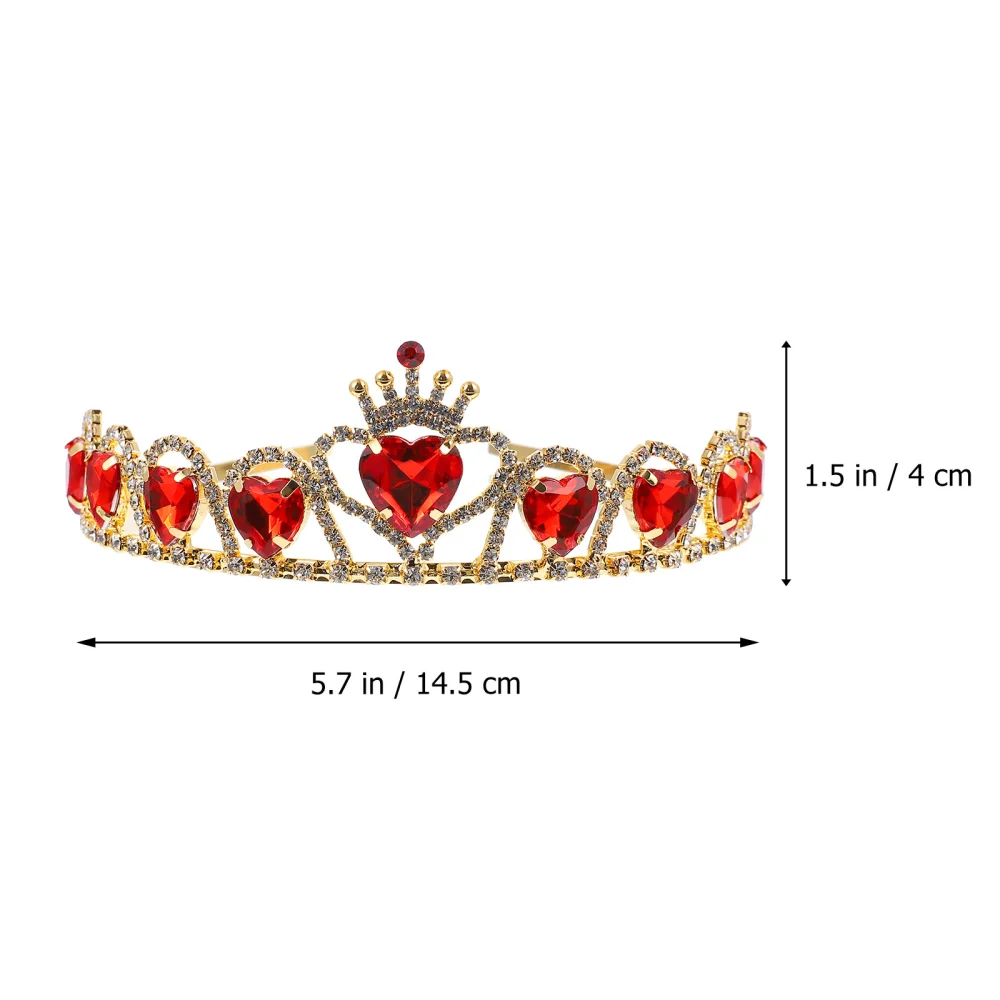 Red Heart Tiara Descendants Heart Crown Hair Jewelry Wedding Crown for Bride