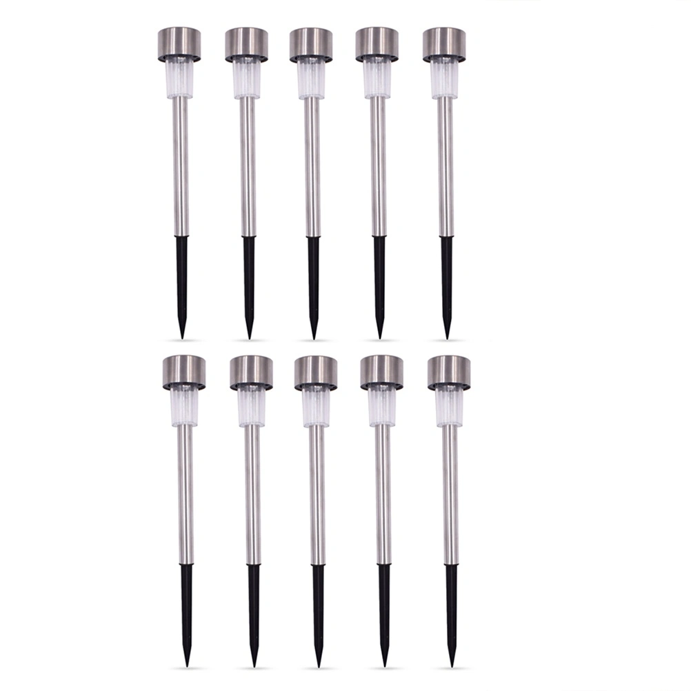 10Pcs Stainless Steel Solar Powered LED Light Solar Waterproof Panel Lights for Pathway Landscape Garden Outdoor Patio Yard (White Light)