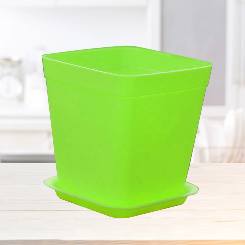 10pcs Plastic Square Flower Pot Mini Decorative Flower Pots Planters Creative Succulents Nursery Floral Holder Organizer Garden Supplies with Trays(Green 7cm)