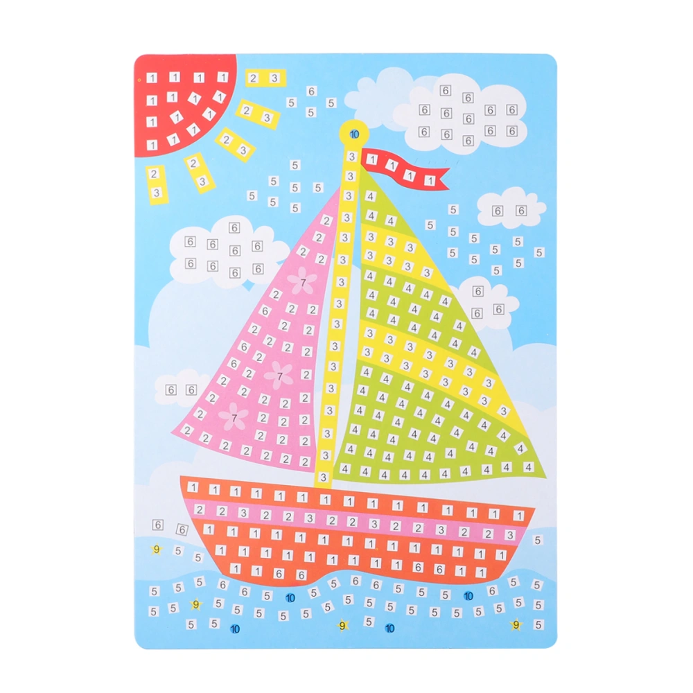 EVA Mosaic Sticker 3D DIY Manual Pinup Picture Mosaic Stickers Crafting Supplies for Kids Children (Sailing Boat)