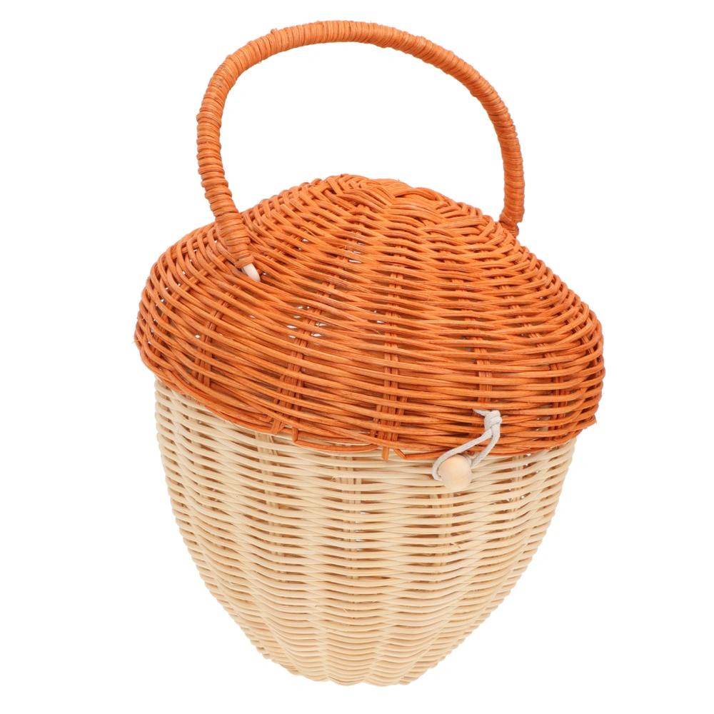 Children Rattan Handbag Decorative Woven Basket Costume Photography Prop