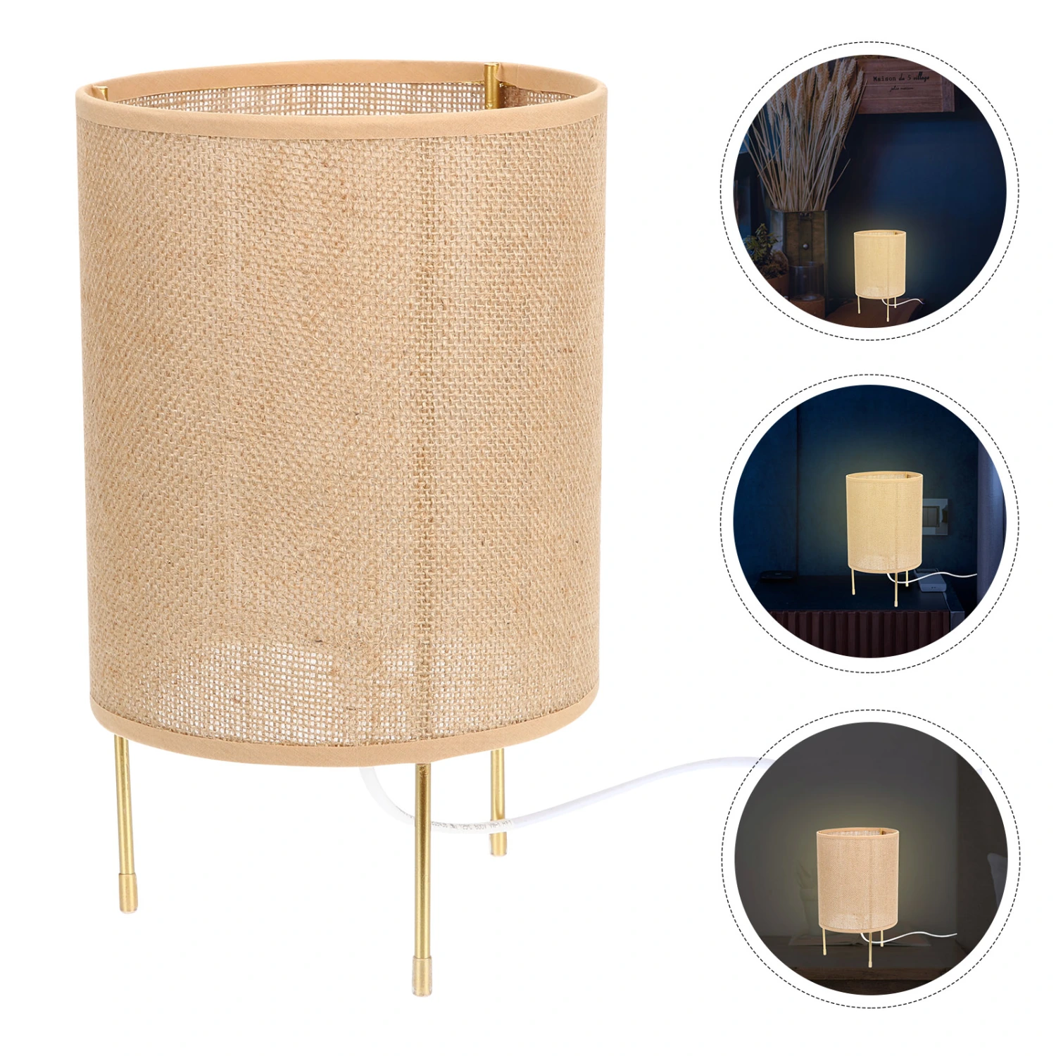 Table Lamp E27 Base Weaving Bedside Desk Light Nightstand Lamp EU Plug