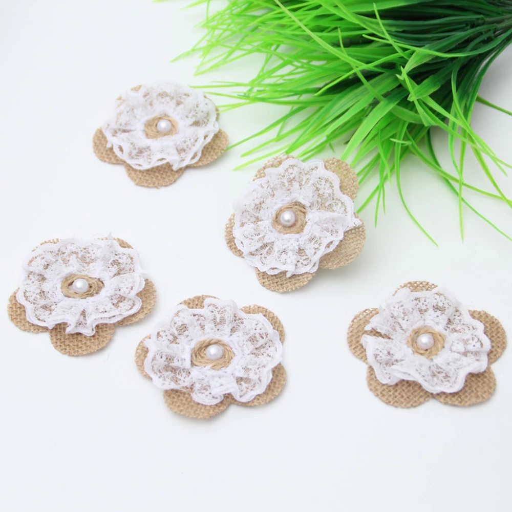 12pcs Handmade Jute Burlap Flowers for Wedding Christmas Party Decoration and Craft Making