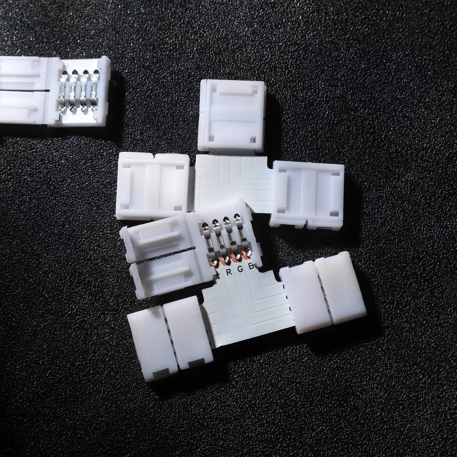 LEDMOMO 10pcs T Shape 4-Pin LED Connectors Solderless Gapless Adapter Connectors with 2pcs Clips for 5050 RGB LED Strip Lights