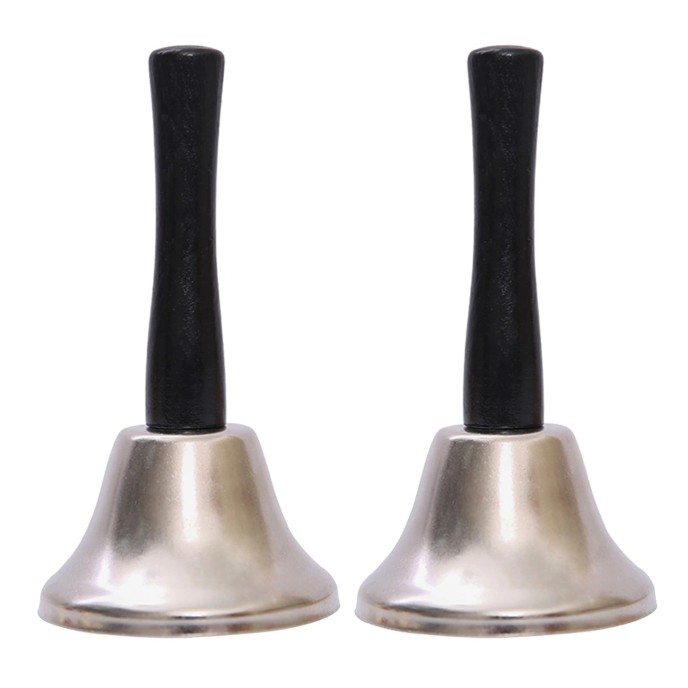 2pcs Creative Hand Bell Practical Teaching Equipment Unique Home Desktop Ornament Portable Handbell (Silver)