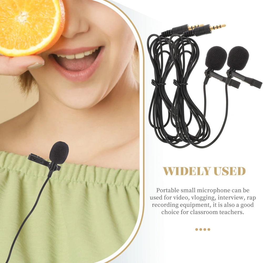 2pcs Lapel Microphone 3.5mm High Sensitivity Recording Mic For Meeting Interview