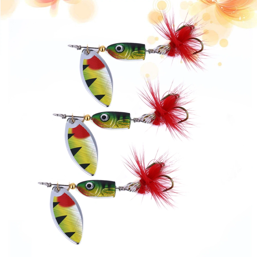 3pcs Simulation Sequins Fishing Lures 4.5CM Sinking Fishing Bait Lifelike Rotating Fishing Hook Fishing Accessories