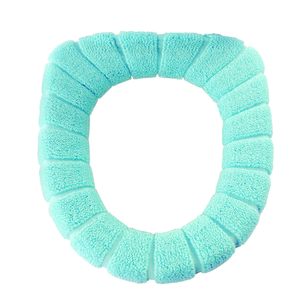 Bathroom Toilet Seat Cover Closestool Washable Warm Mat Pad Cushion (Lake Blue)