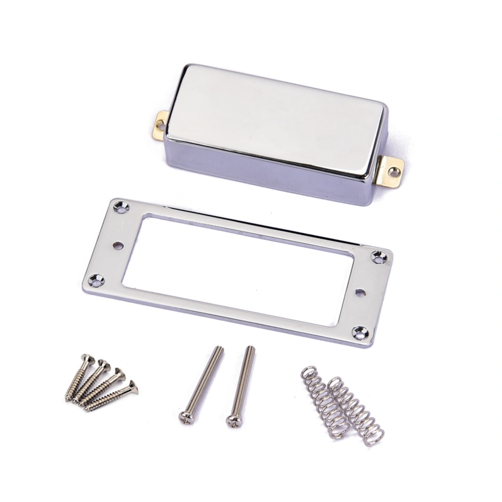 Set of Guitar Humbucker Pickup Cover Humbucker Pickup Frame Base Plate Neck and Bridge Pickup Mounting Ring for LP Style Electric Guitar (Silver)