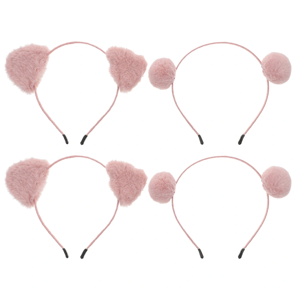 4pcs Pom Pom Headbands Animal Headbands Hair Hoops Women Hair Accessories