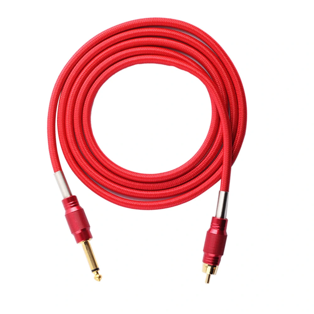 Professional Braided RCA Clip Cords for Machine Power Supply Wire (Red)