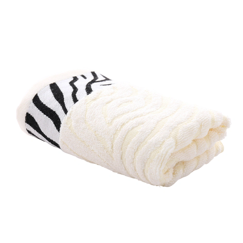 Bamboo Fiber Bath Towel Comfortable Washcloth Super Absorbent Hand Towel with Strips(Light Beige)