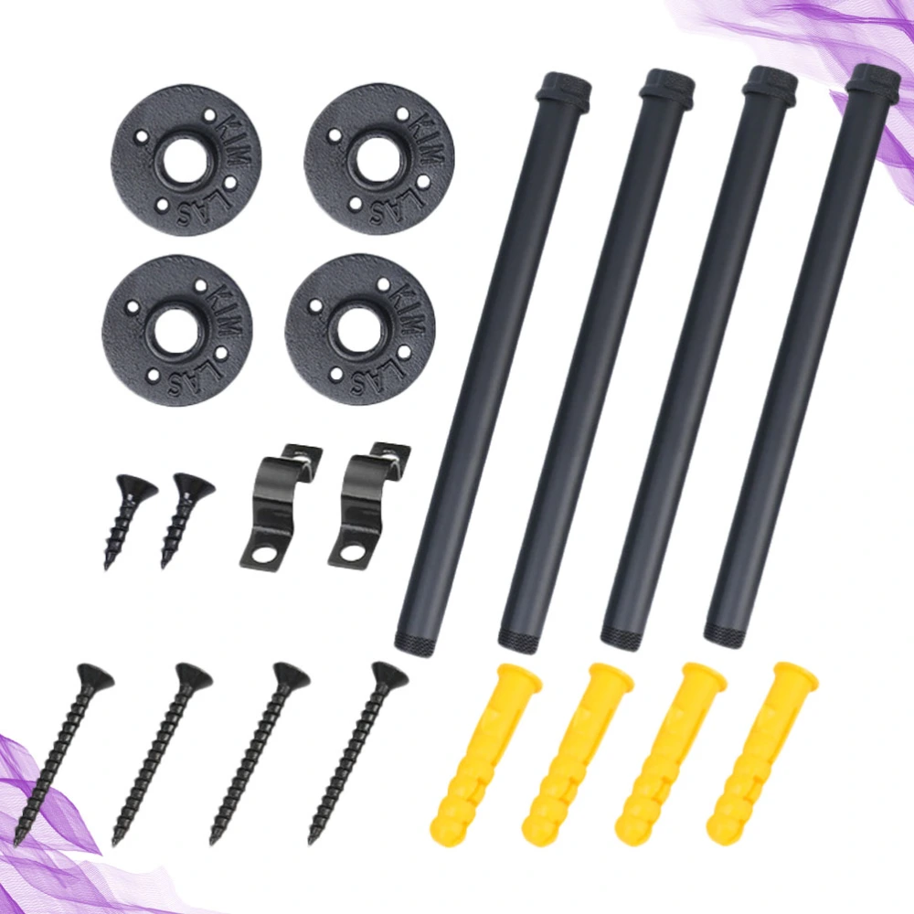 1 Set of 20PCS 15CM Long Pipe-shaped Support Shelf Iron Art Layer Board Bracket Commodity Shelf Fixing Rack Single-layer Wall Hanging Bracket for Home Use (Black 4PCS Support Rack 16PCS Auxiliary Installation Accessories)