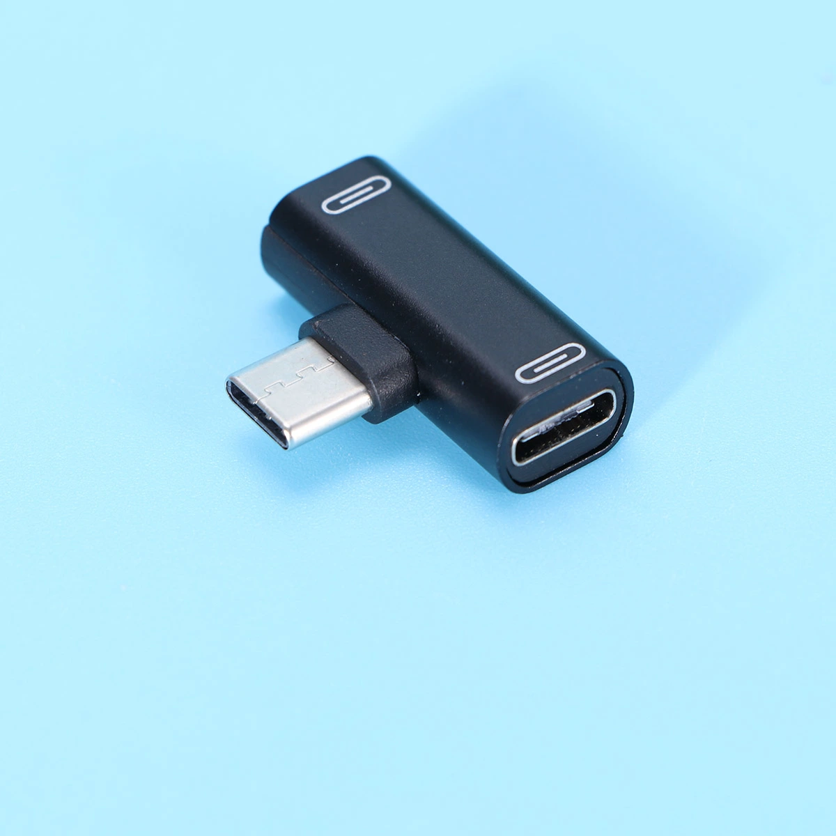 1Pc 2 in 1 3.5mm to Type-C Earphone Adapter Type C Audio Stereo Earphone Converter (Black)