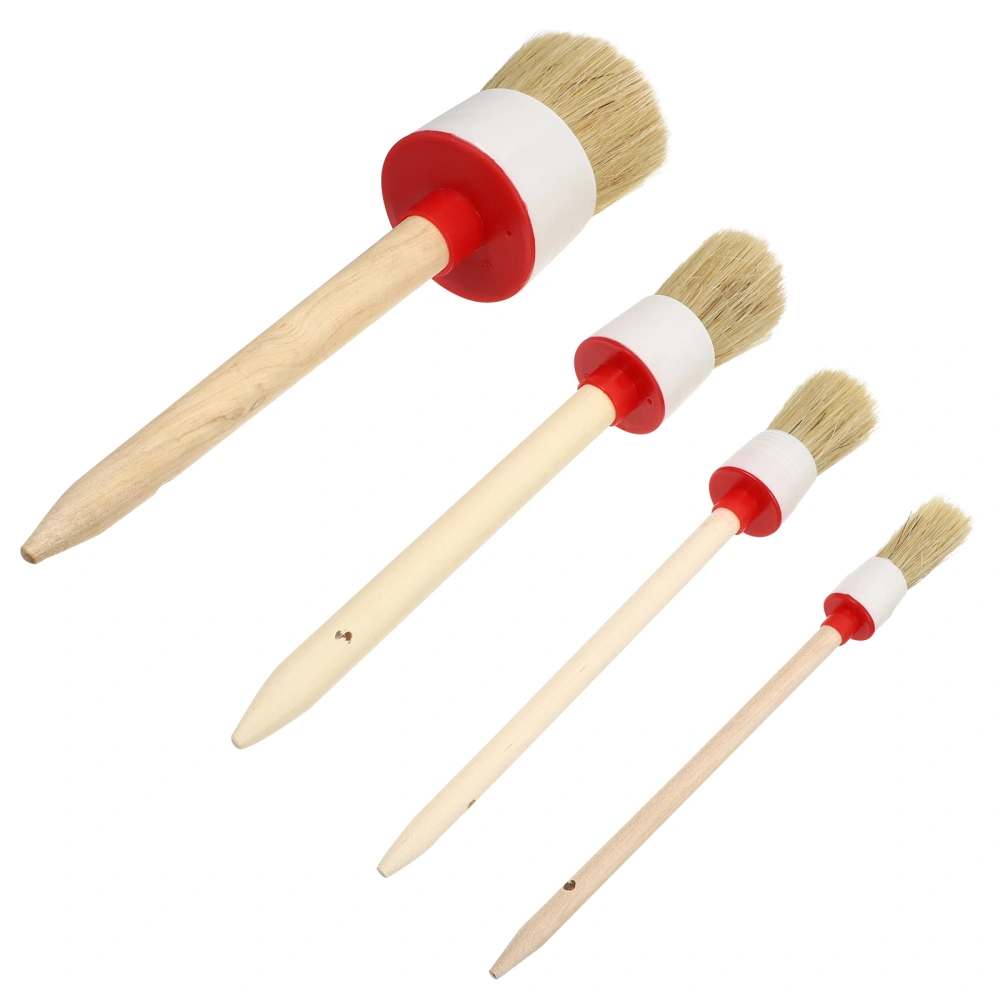 4pcs/set Wooden Handle Paint Brushes Varnish Brushes Home Cleaning Brush