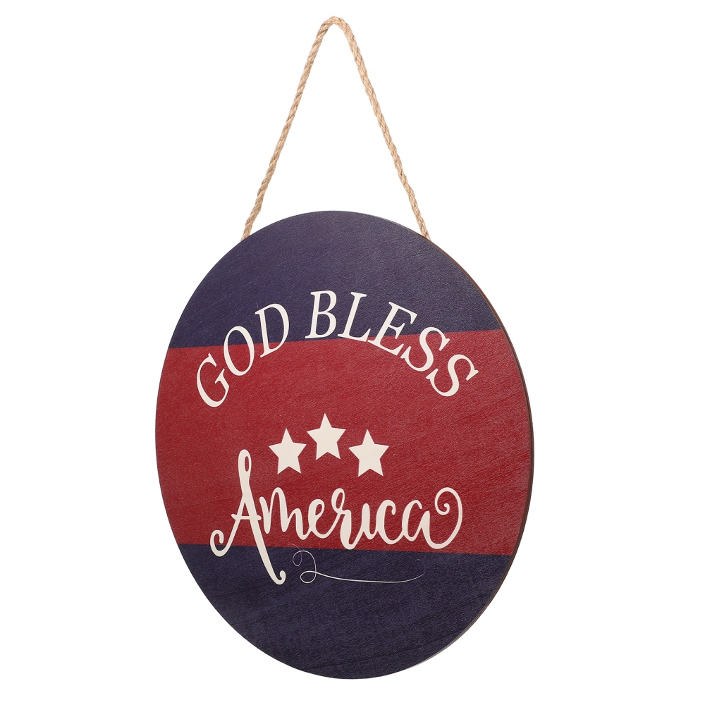 Independence Day Wooden Door Hanging Sign Wooden Round Board Party Decor