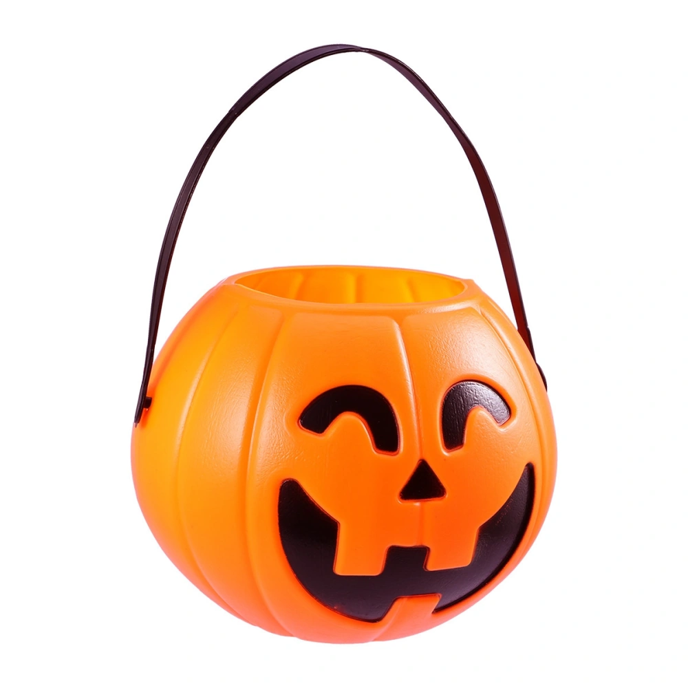 17cm Halloween Portable Pumpkin Bucket Children Trick or Treat Pumpkin Candy Pail Holder