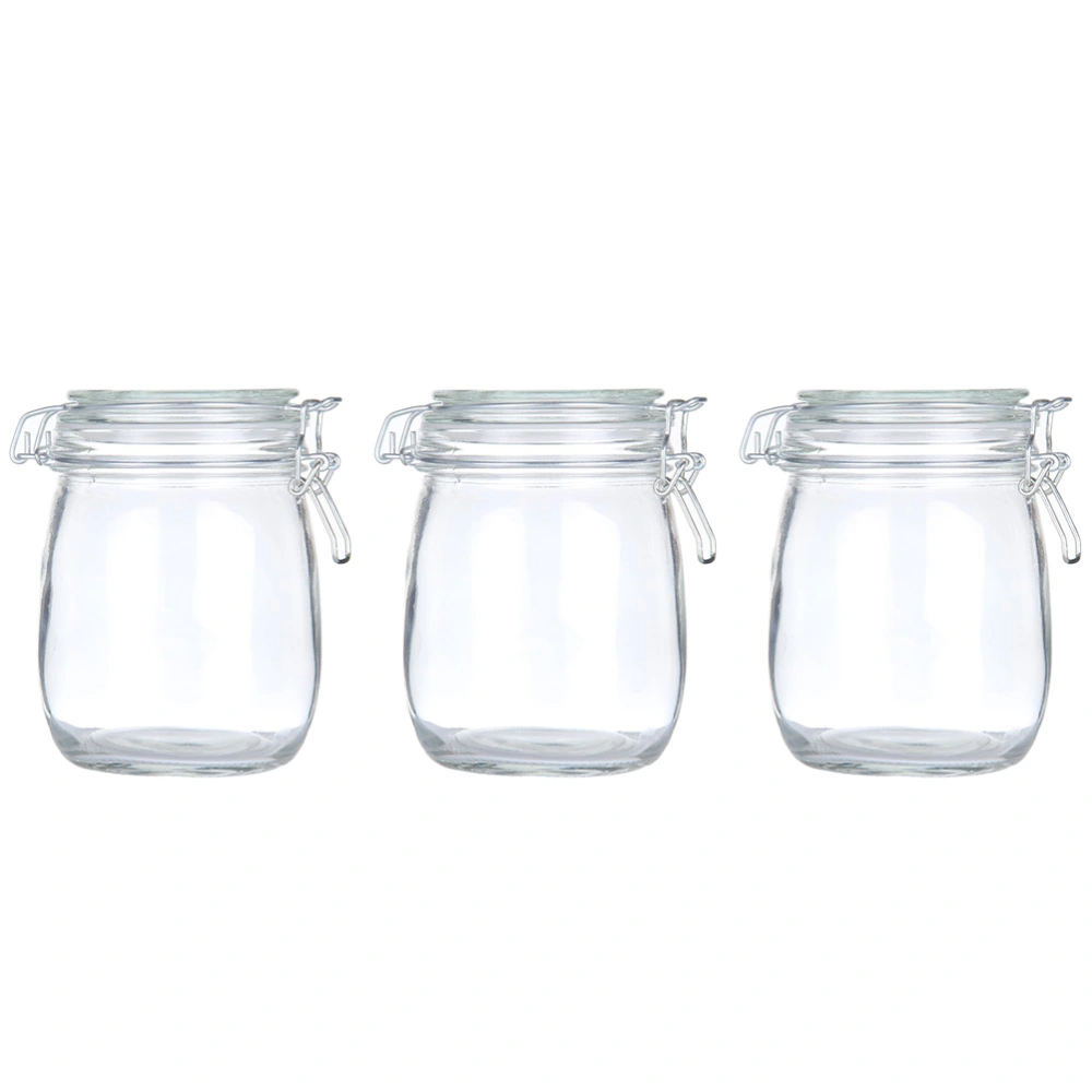 3pcs Transparent Storage Pot Practical Sealed Storage Container Storage Jar